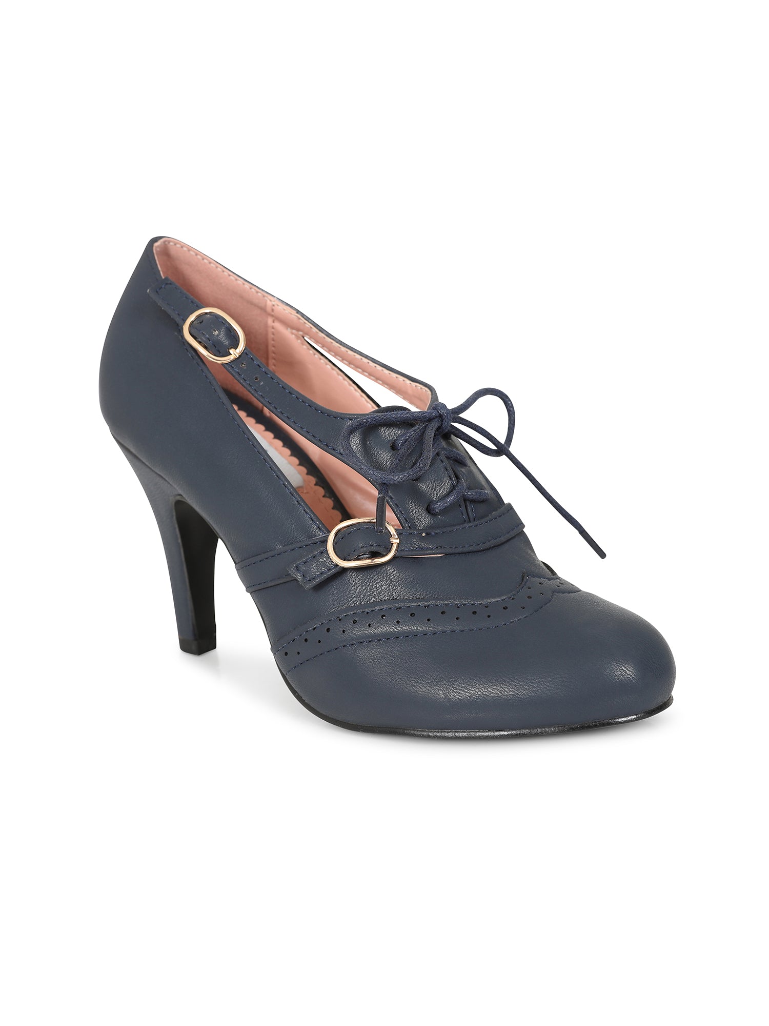 Handmade French Navy Buckle Court Shoes