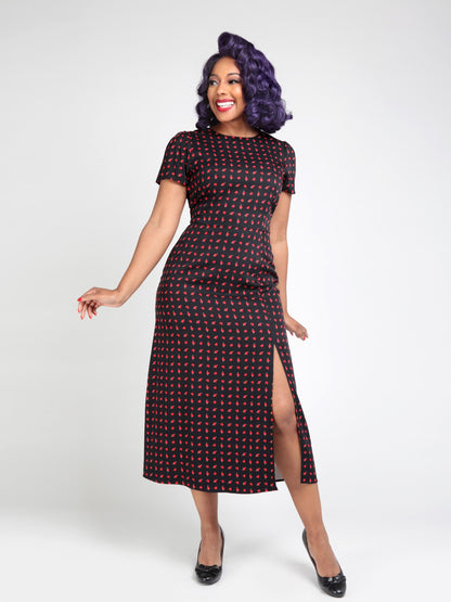 Adaline Heart Polka Midi Dress