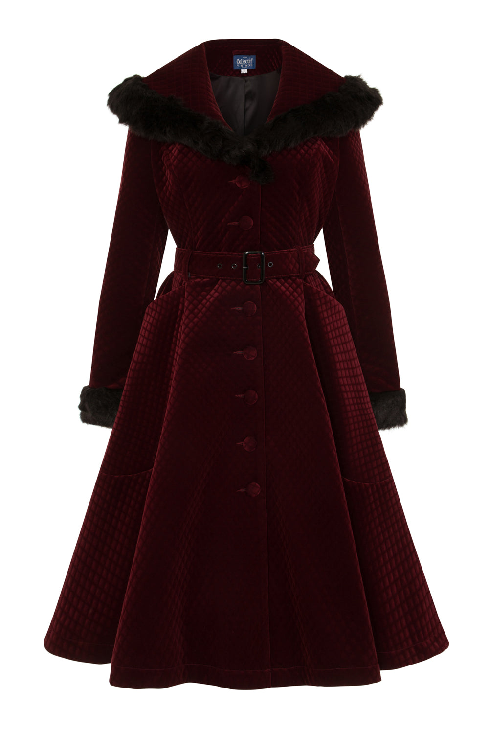 Callie Quilted Velvet Swing Coat