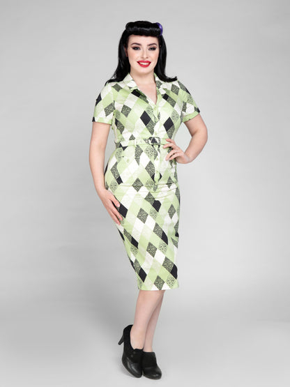 Caterina Atomic Harlequin Pencil Dress