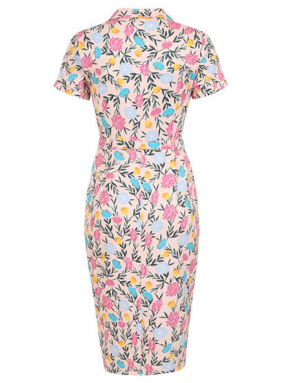 Caterina Floral Whimsy Pencil Dress