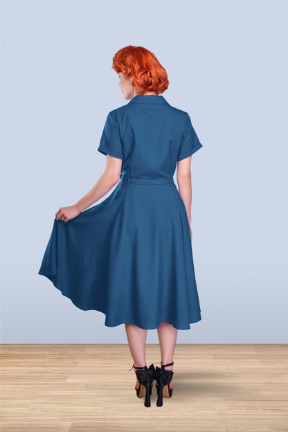 Christine Flared Dress Blue