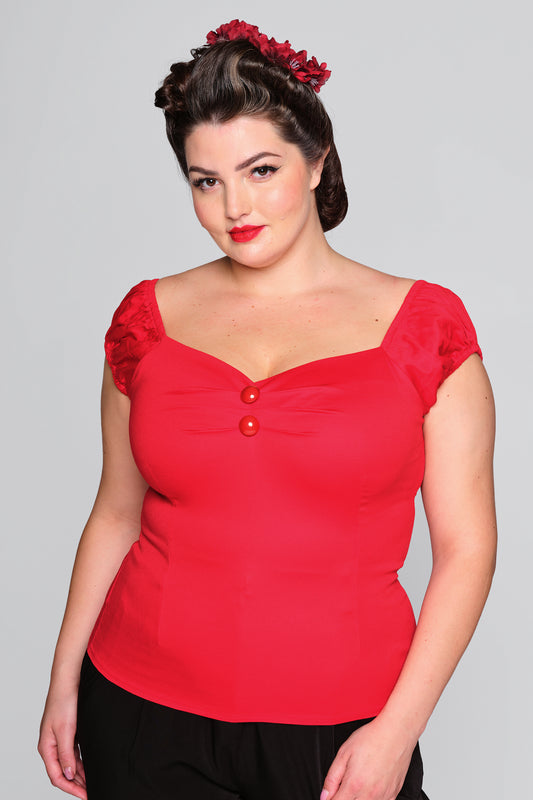 Dolores Top Plain Red