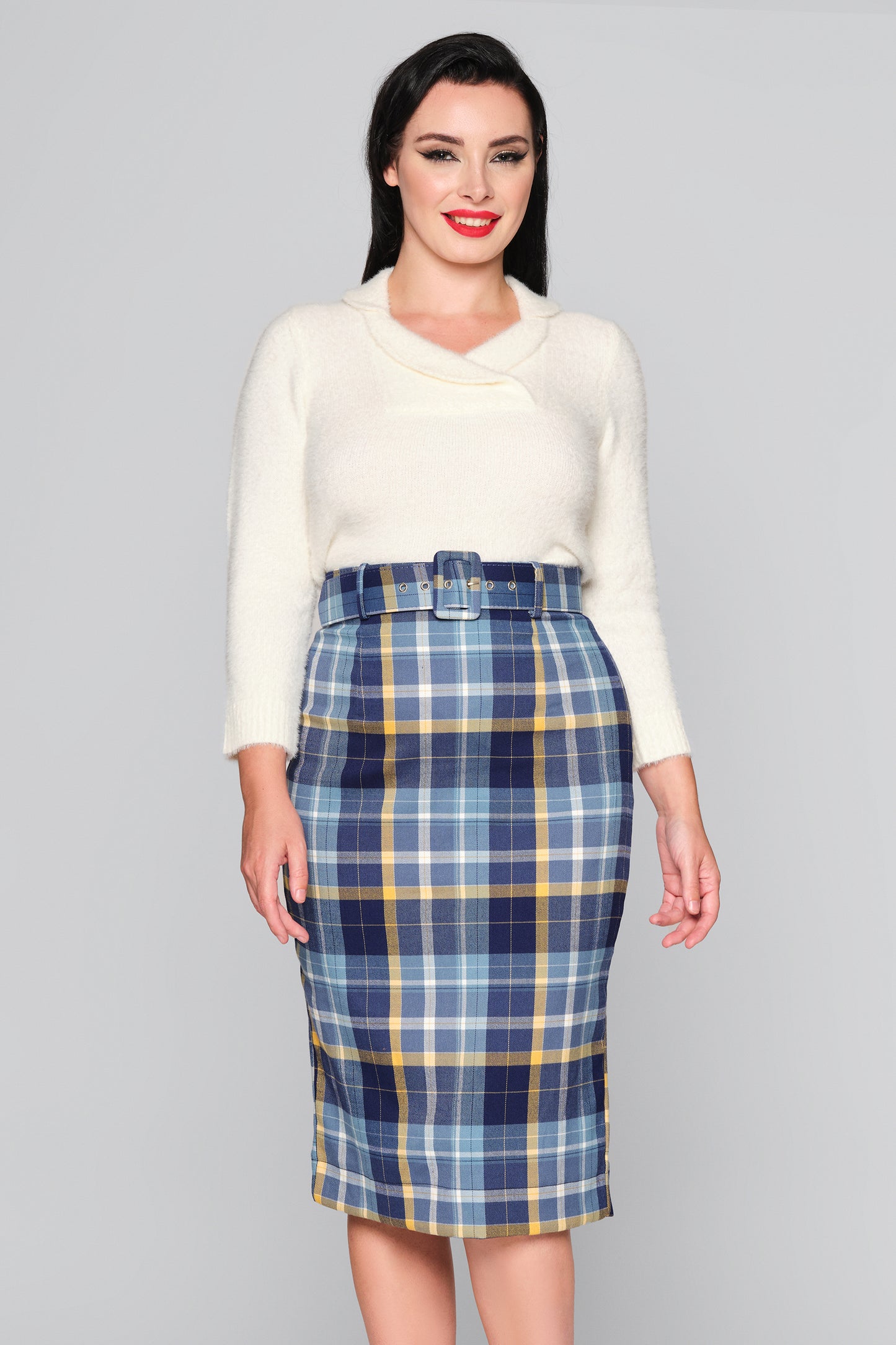 Juanita Moonlight Check Pencil Skirt