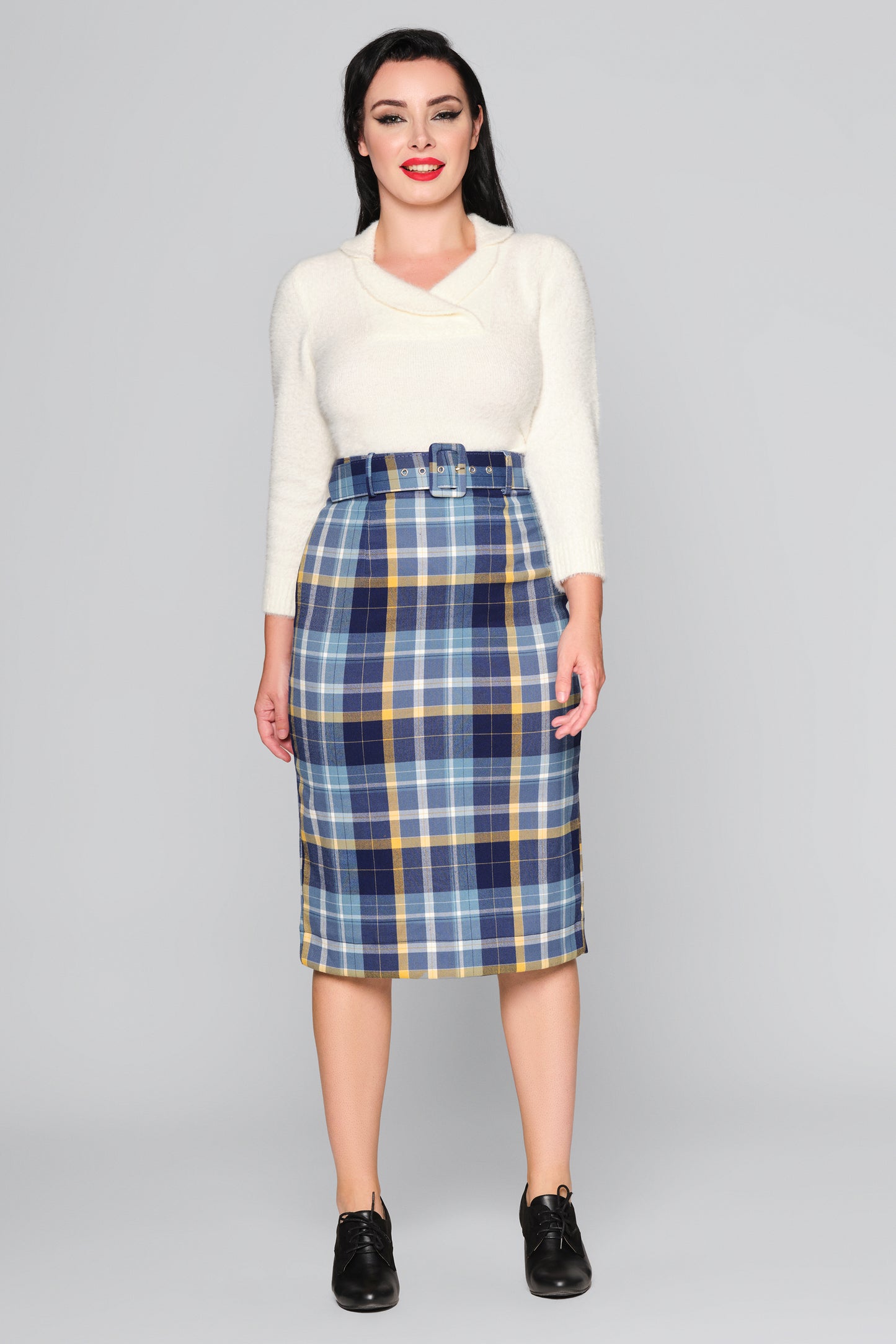 Juanita Moonlight Check Pencil Skirt