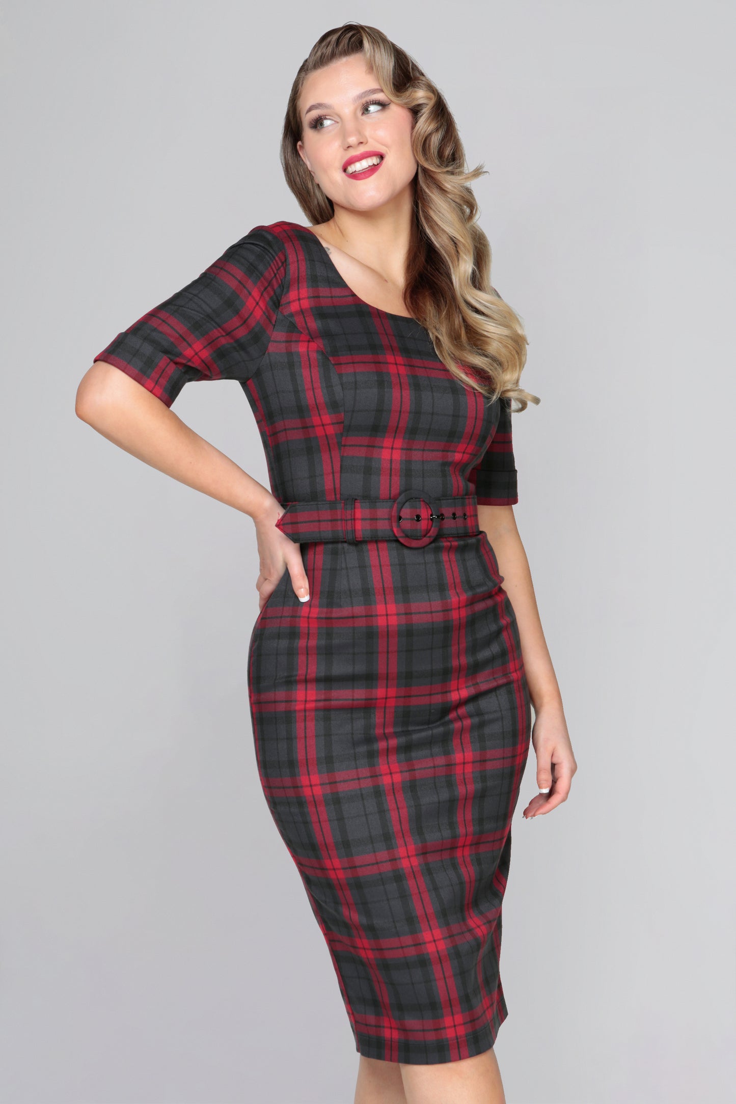 June Smoky Check Pencil Dress