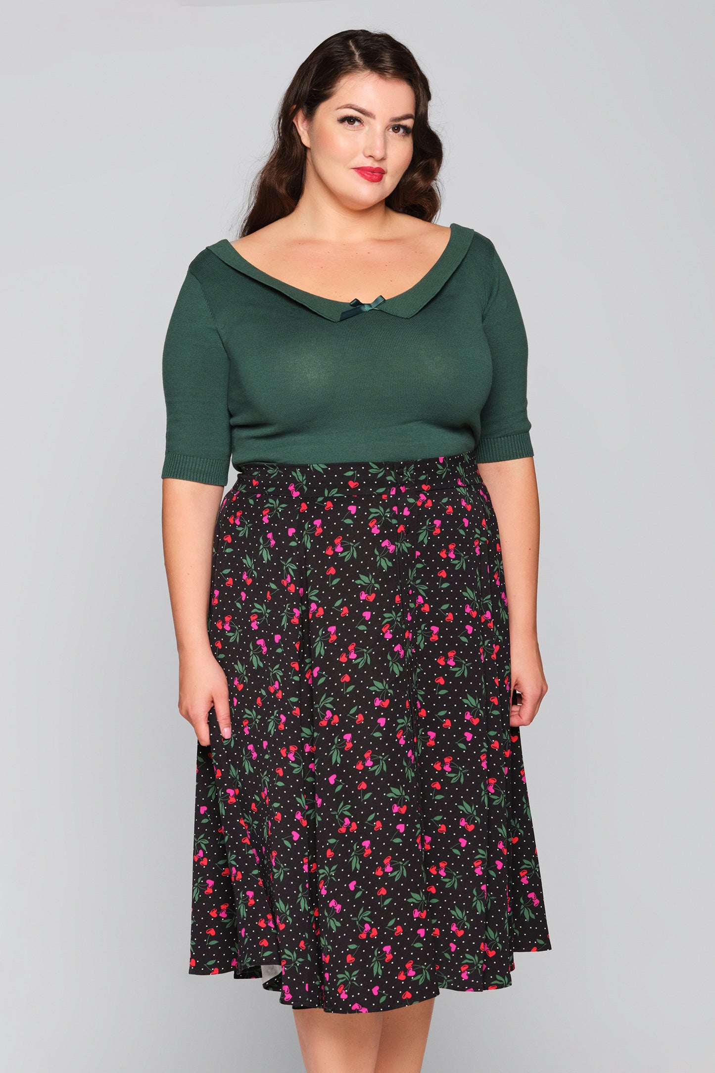 Megan Sweetheart Cherry Swing Skirt