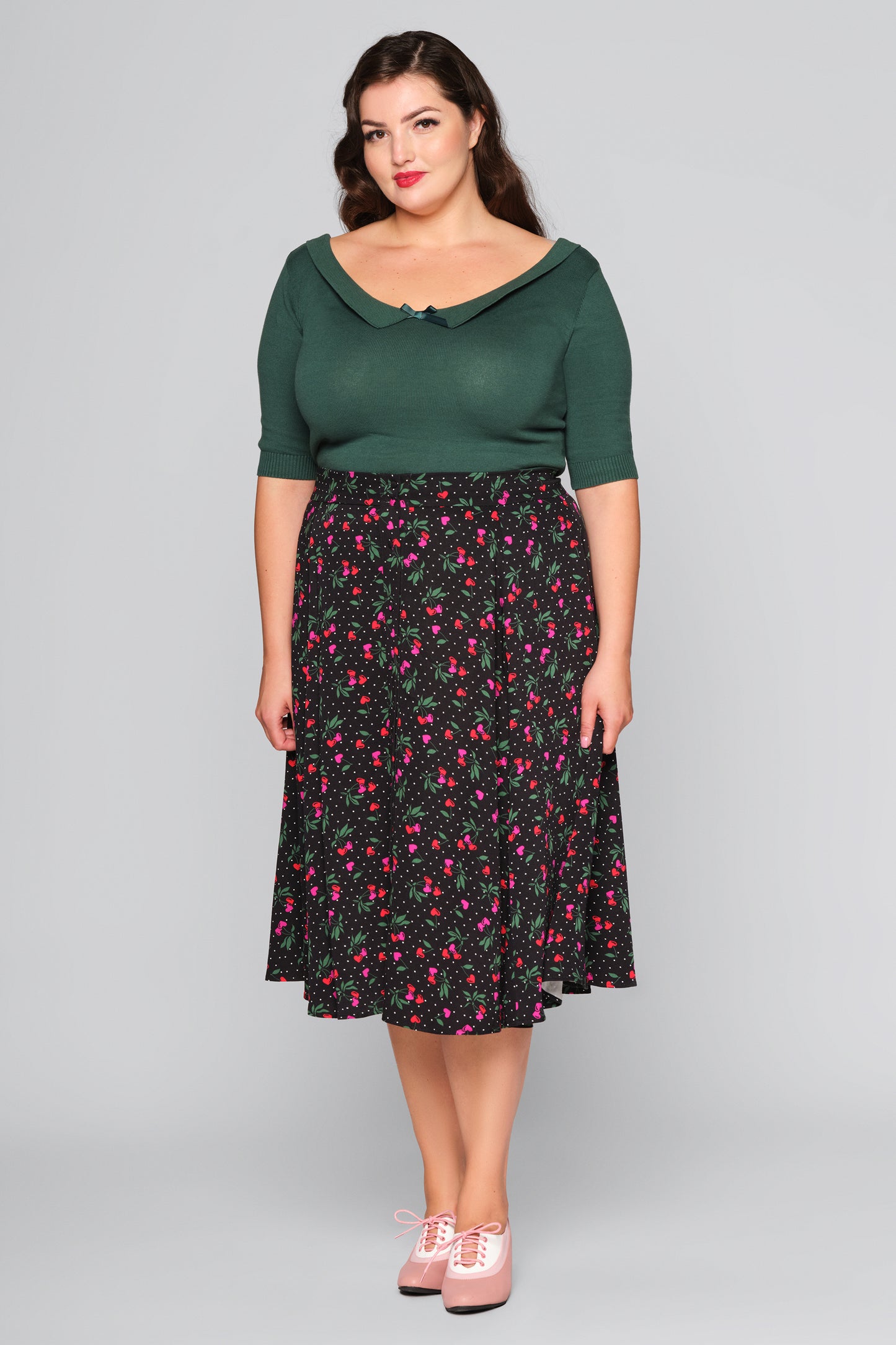 Megan Sweetheart Cherry Swing Skirt