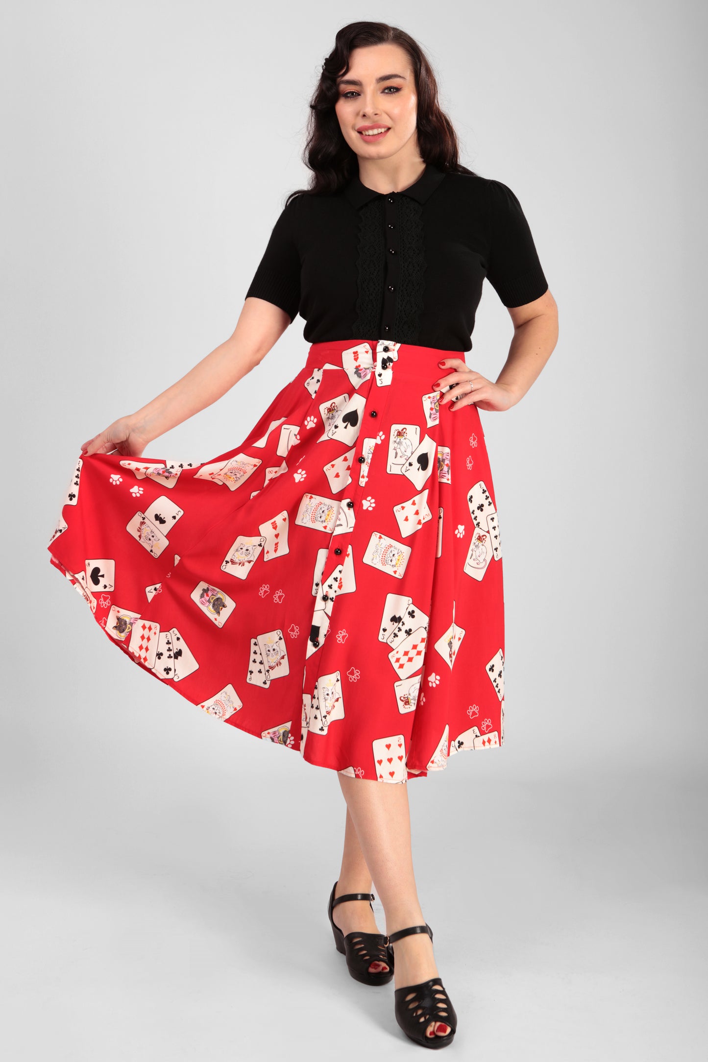 Megan Cat Croupier Swing Skirt