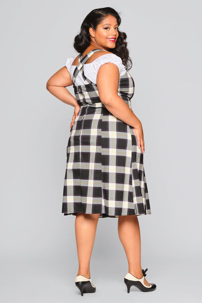 Mila Monochrome Check Pinafore Dress