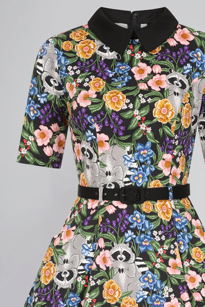 Winona Forest Floral Raccoon Swing Dress