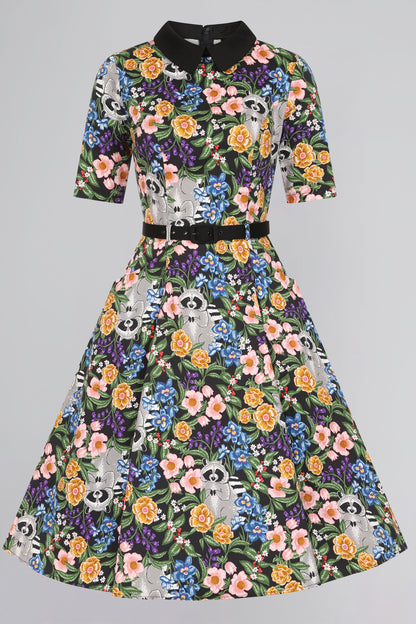 Winona Forest Floral Raccoon Swing Dress