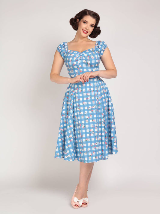 Dolores Gingham Garden Doll Dress Blue