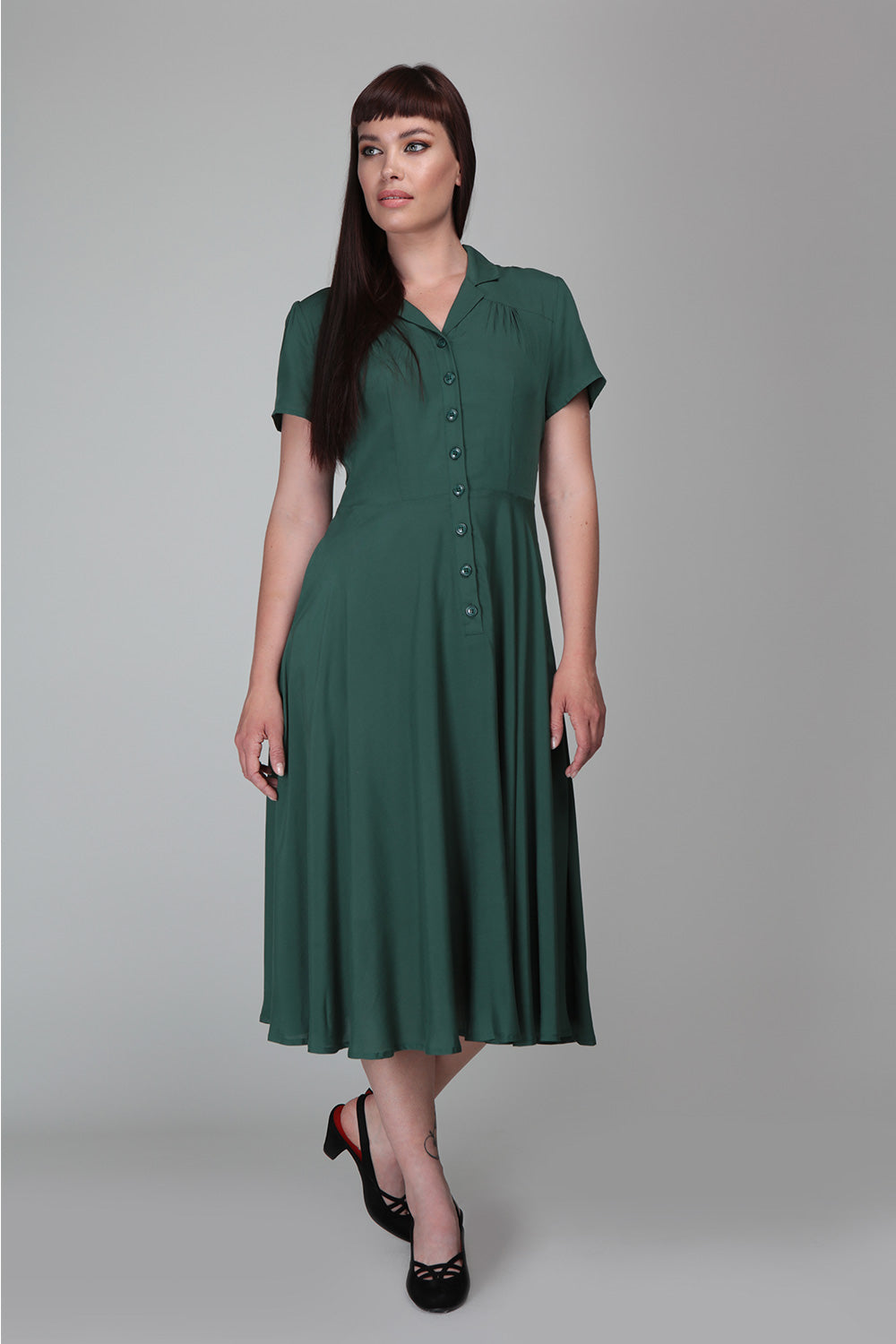 Gayle Plain Swing Dress Green