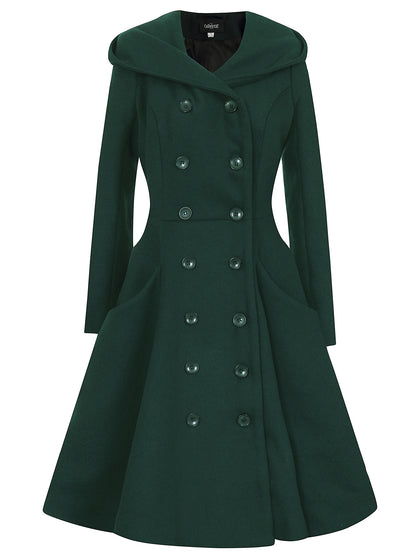 Heather Hooded Swing Coat Green