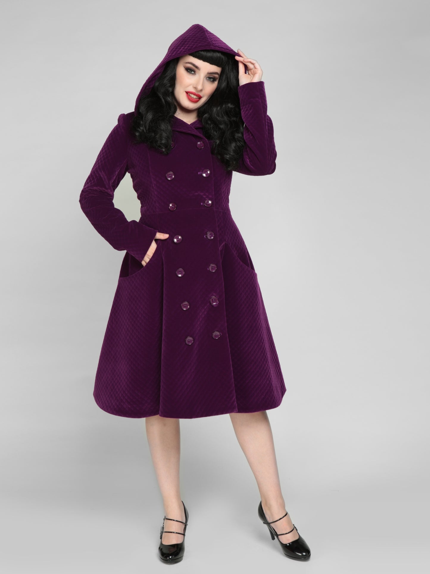 Heather Quilted Velvet Swing Coat