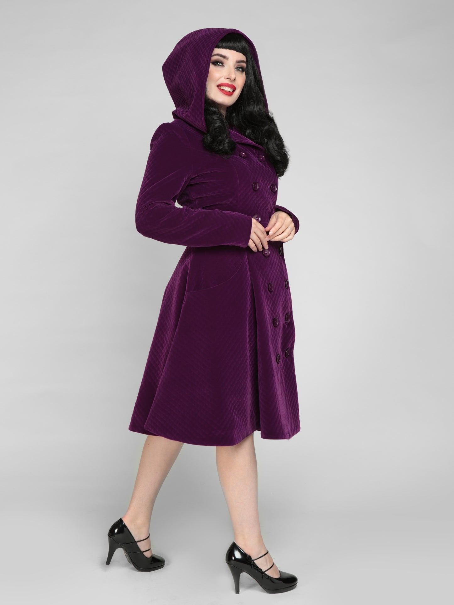 Heather Quilted Velvet Swing Coat