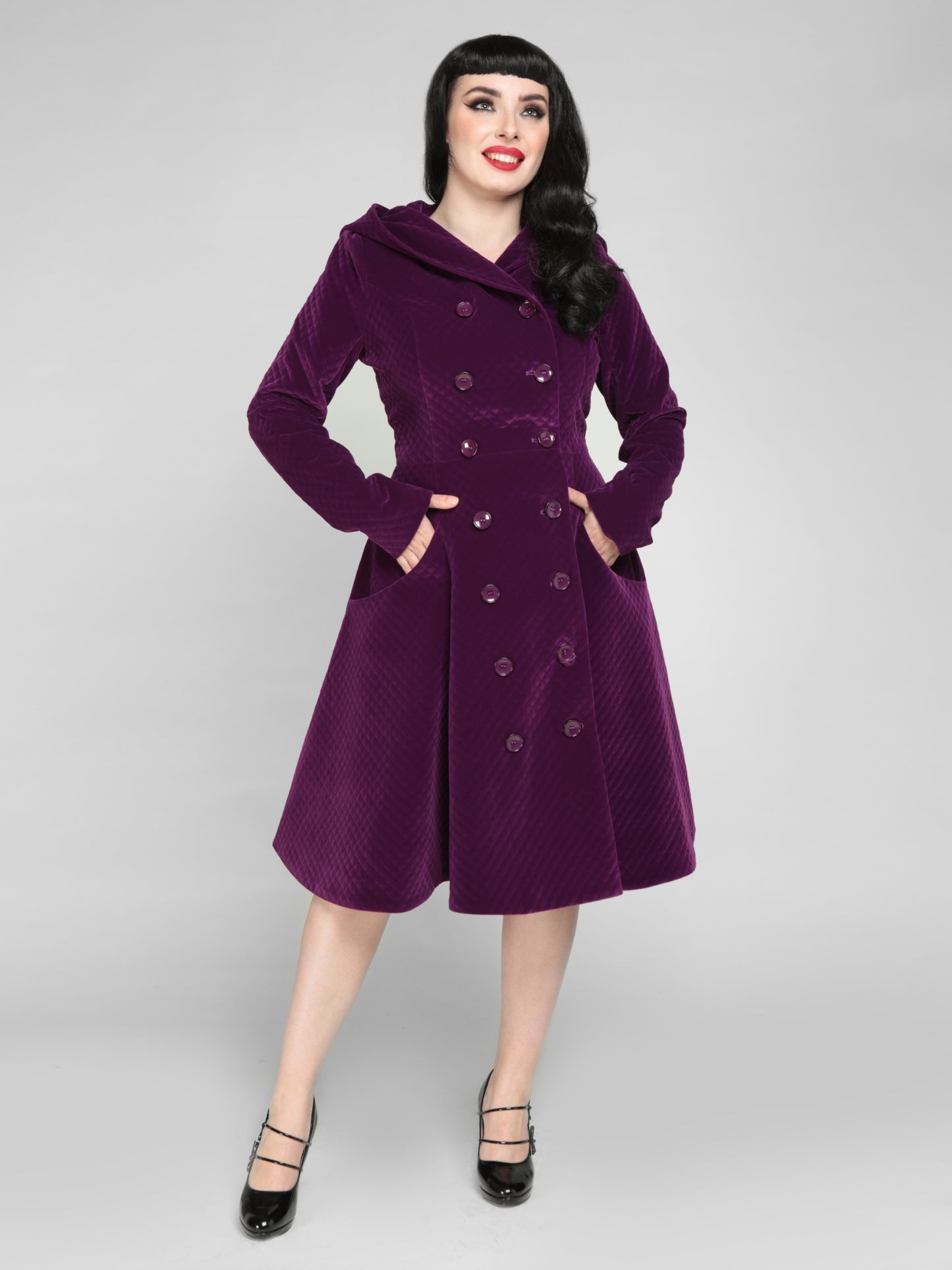 Heather Quilted Velvet Swing Coat