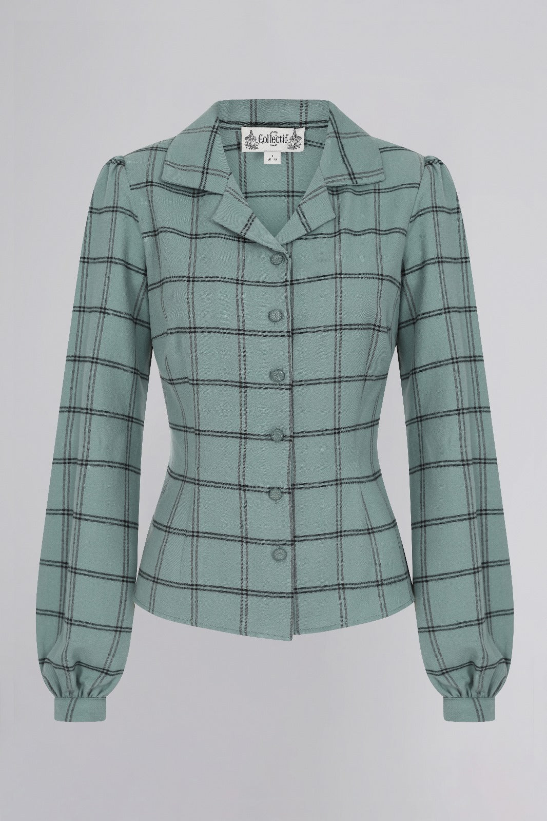 Jerry Seafoam Check Blouse