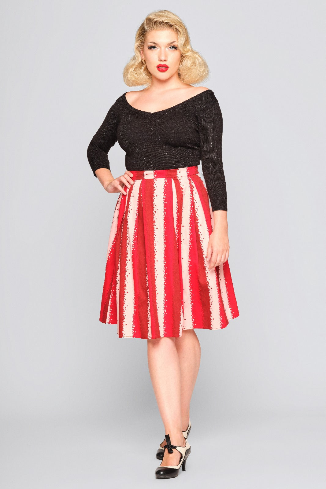 Marilu Stardust Stripe Swing Skirt