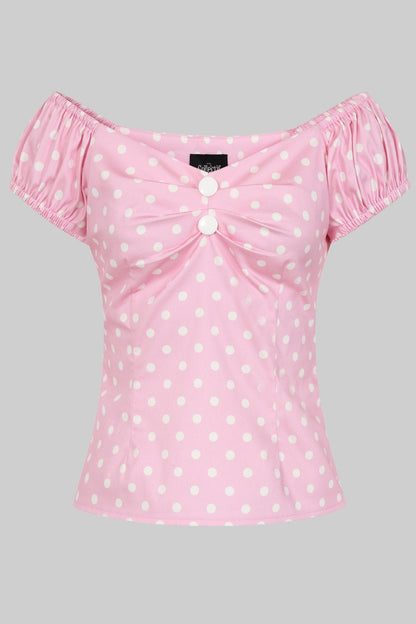 Dolores Pink Polka Top