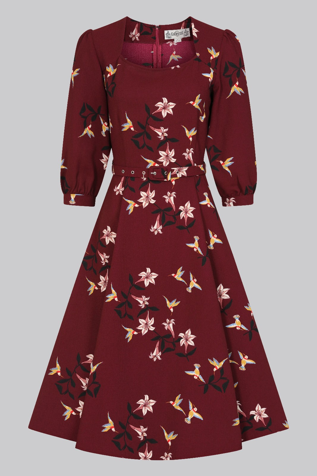 Emmalyn Lilies and Birds Flared Dress