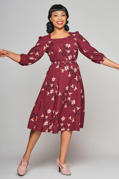 Emmalyn Lilies and Birds Flared Dress