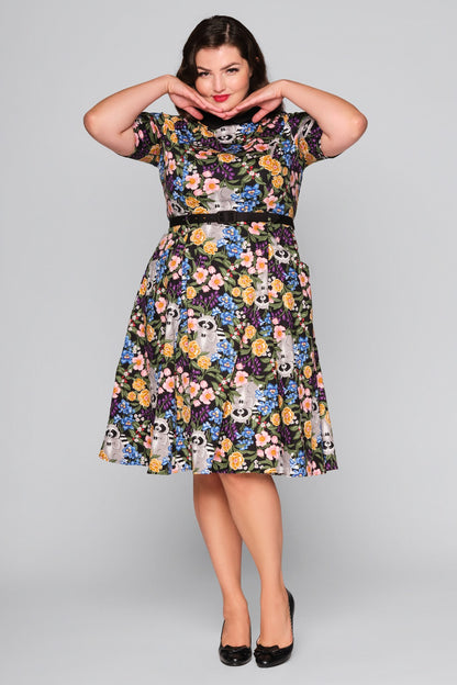 Winona Forest Floral Raccoon Swing Dress