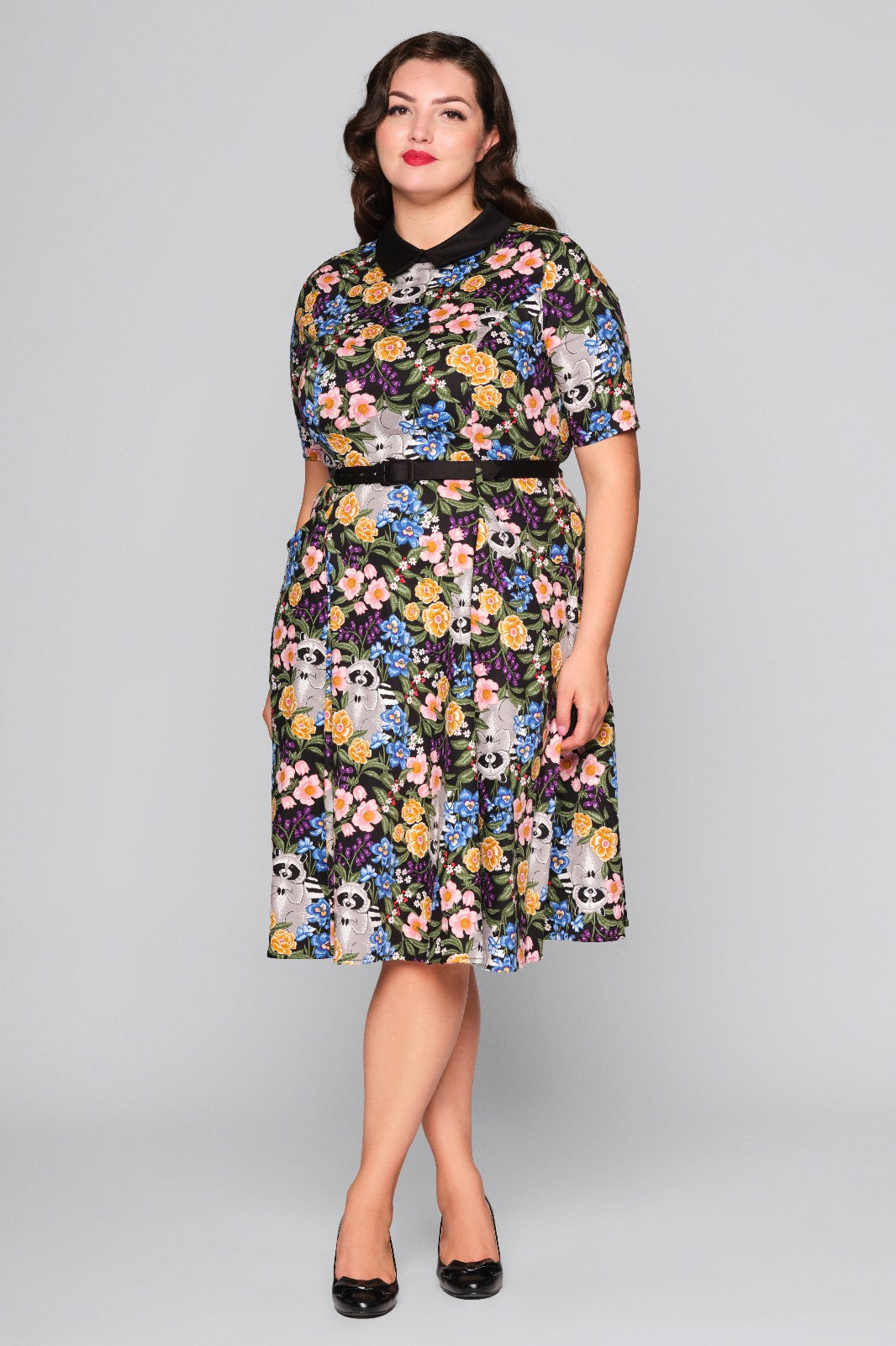 Winona Forest Floral Raccoon Swing Dress