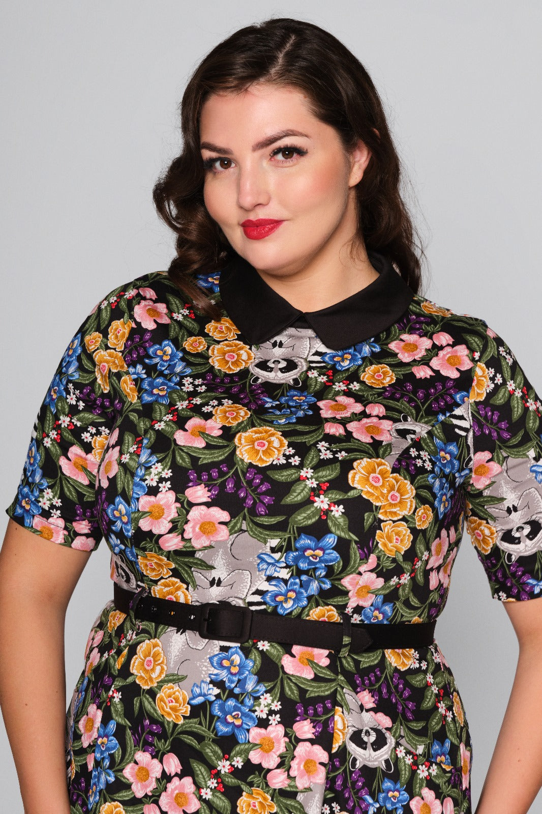 Winona Forest Floral Raccoon Swing Dress