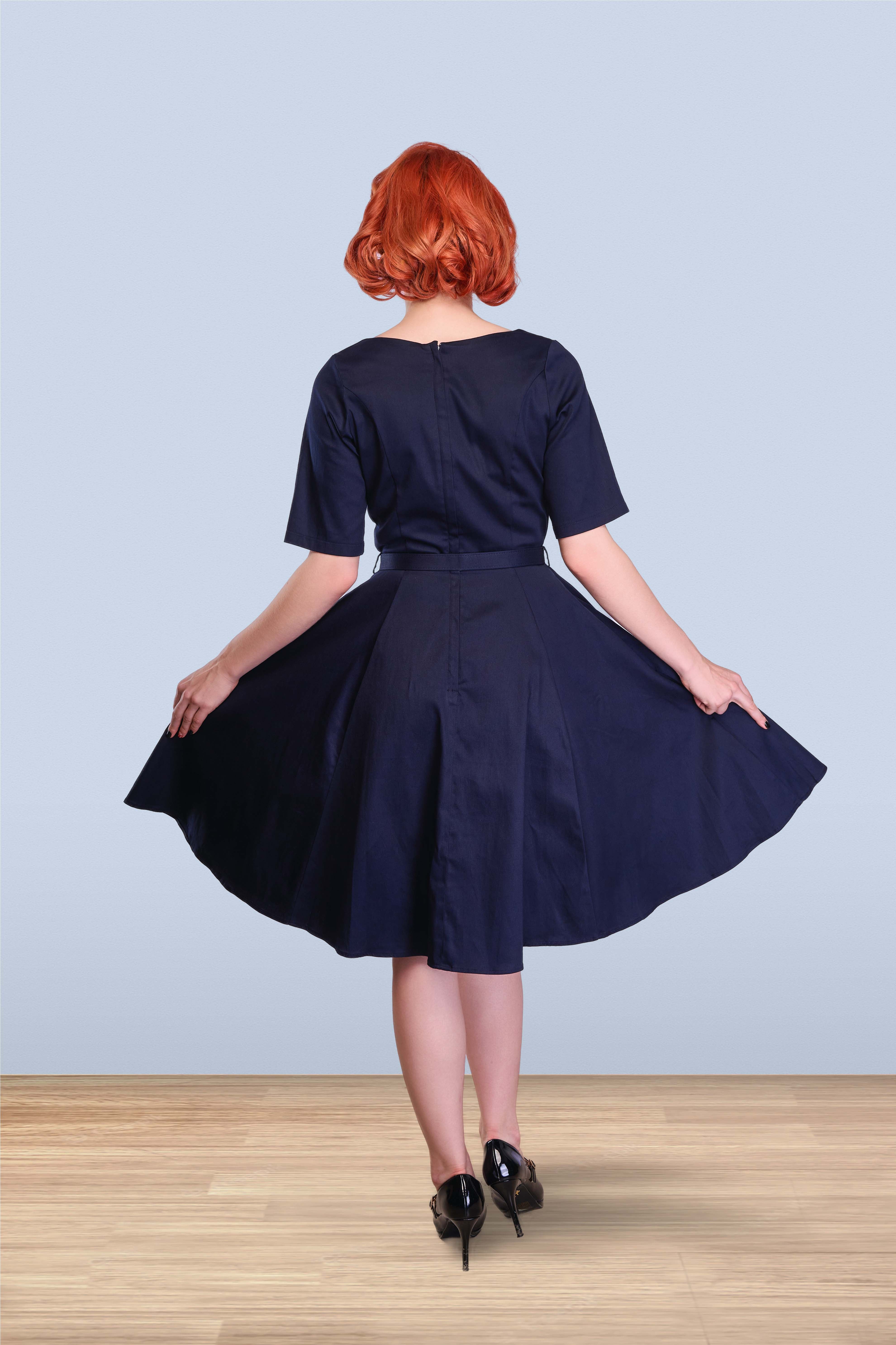 Blue swing dress outlet with sleeves