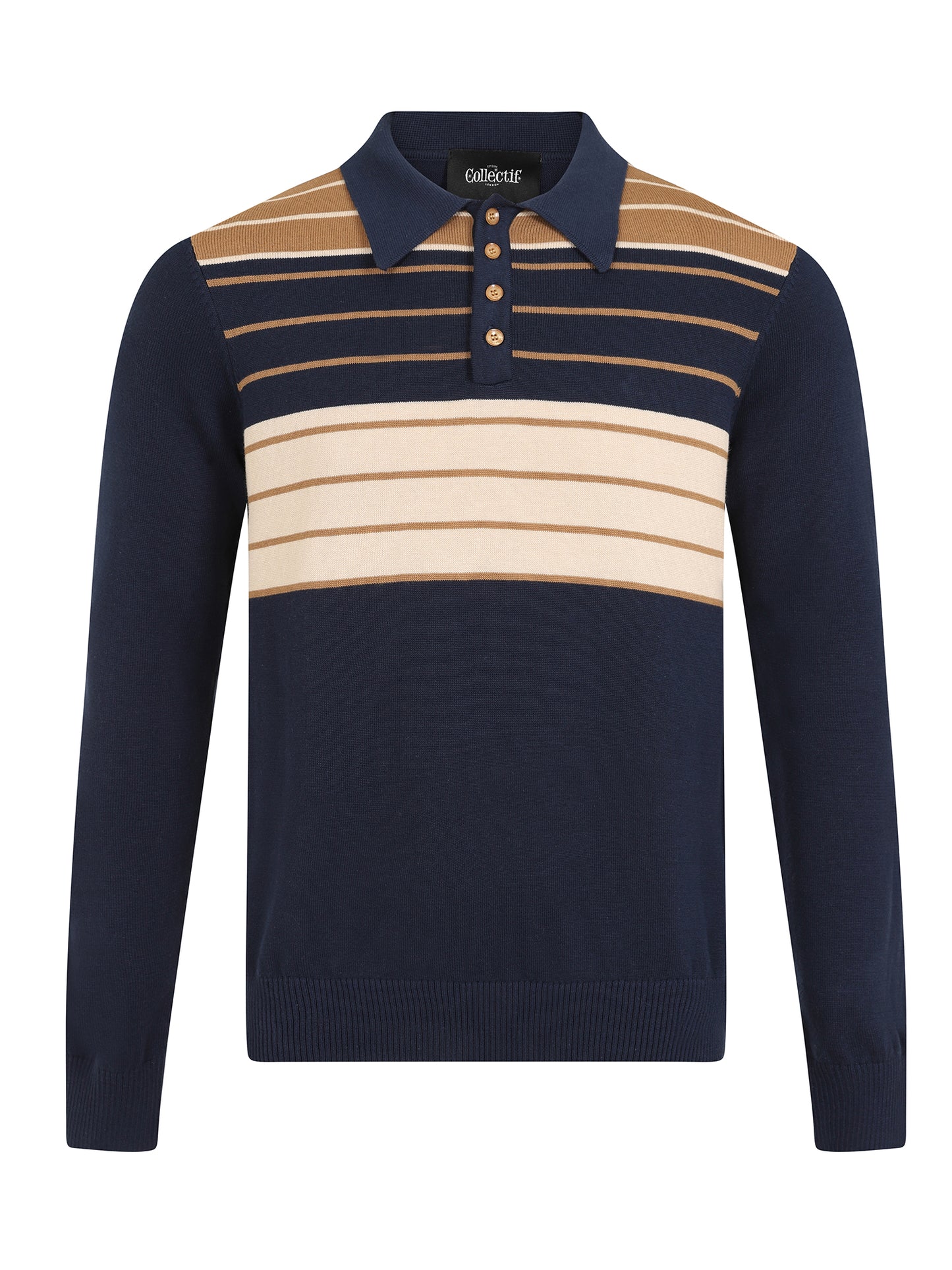 Jo Striped Polo Jumper Blue