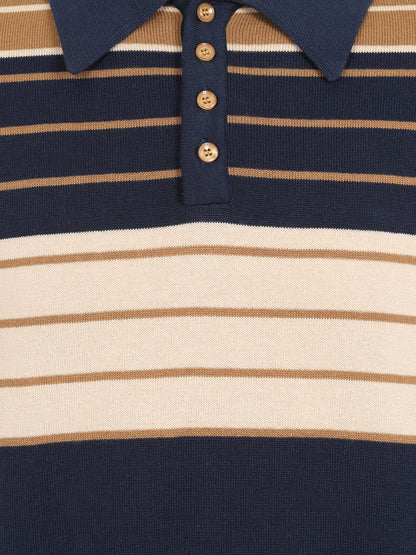 Jo Striped Polo Jumper Blue