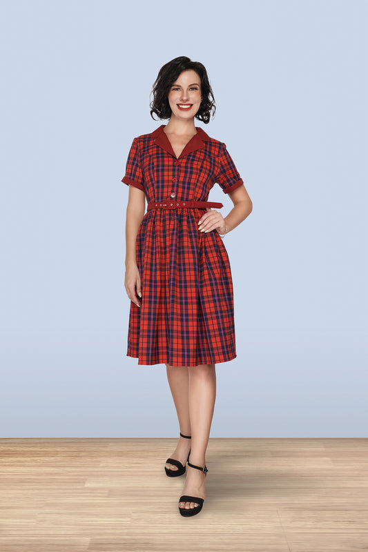 Checkers Flared Dress