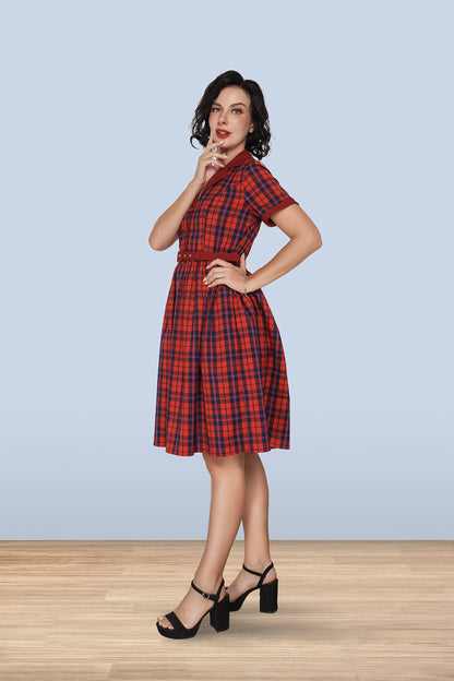 Checkers Flared Dress