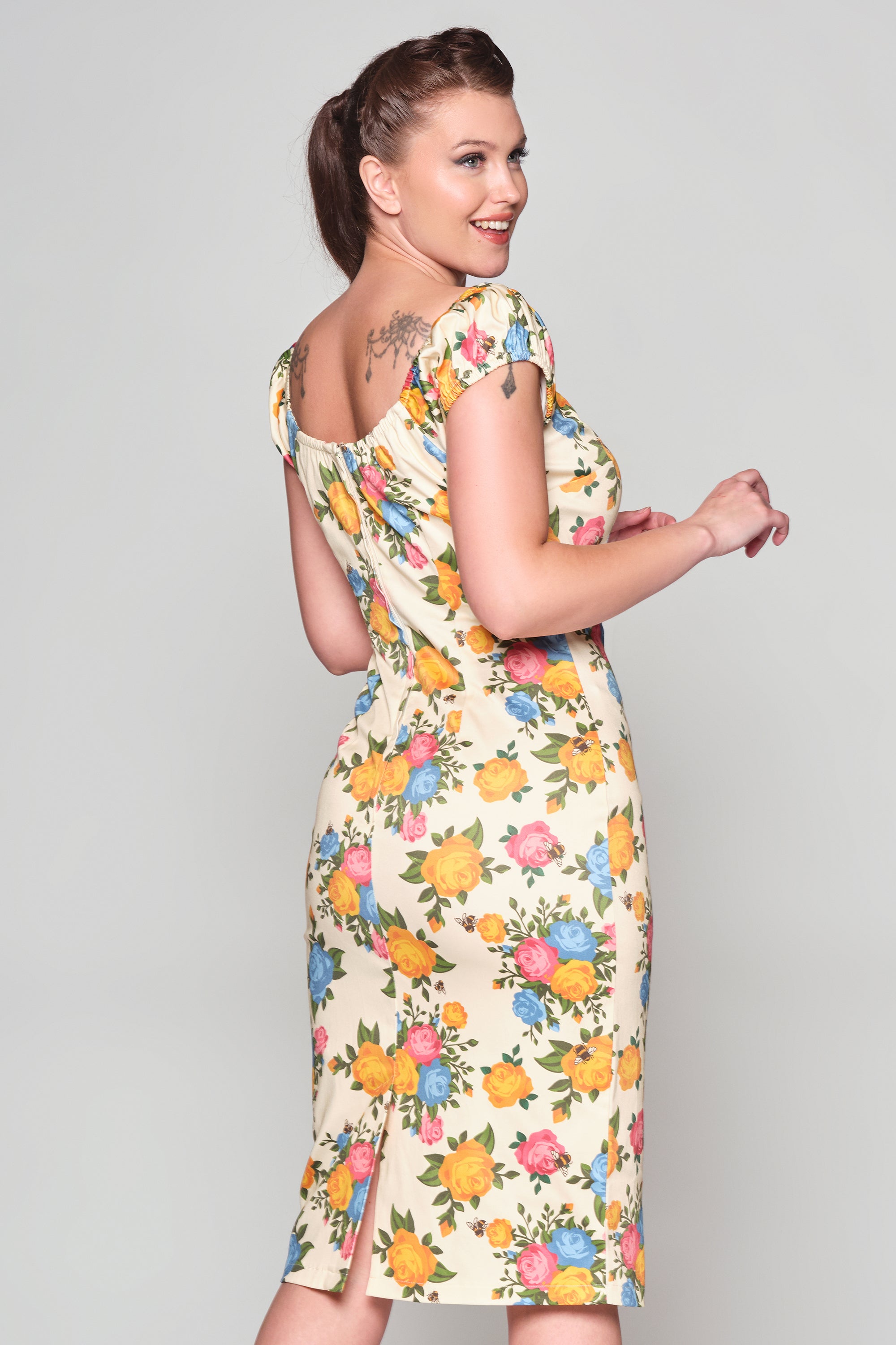 Lorena Rose Garden Pencil Dress Lindy Bop