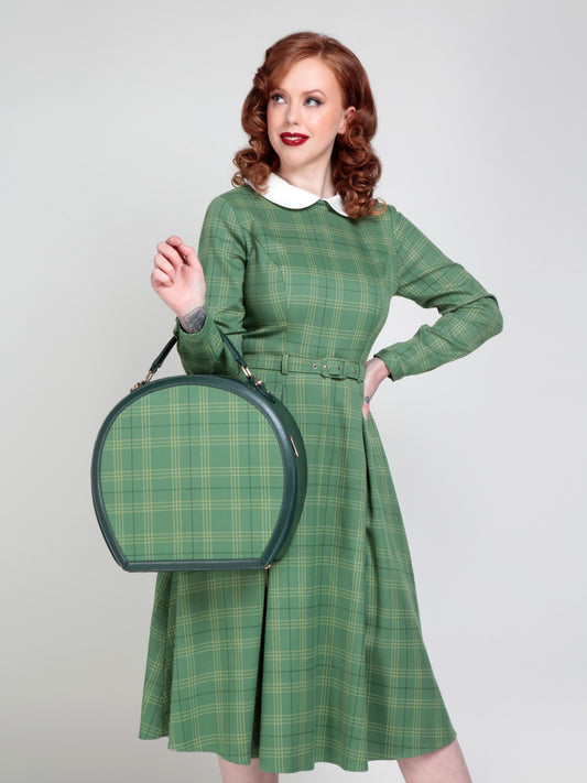 Marika Leaf Check Swing Dress