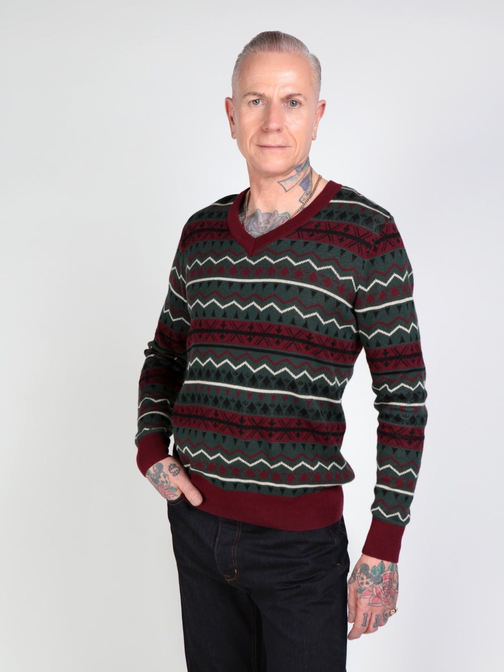 Mark Fair Isle Knitted Jumper Green