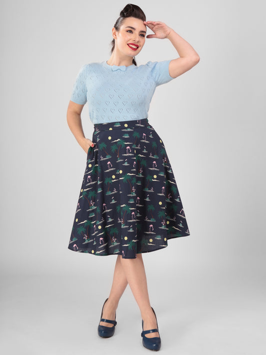 Mattie Flamingo Palm Swing Skirt