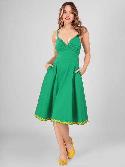 Opal Banana Trim Flared Dress