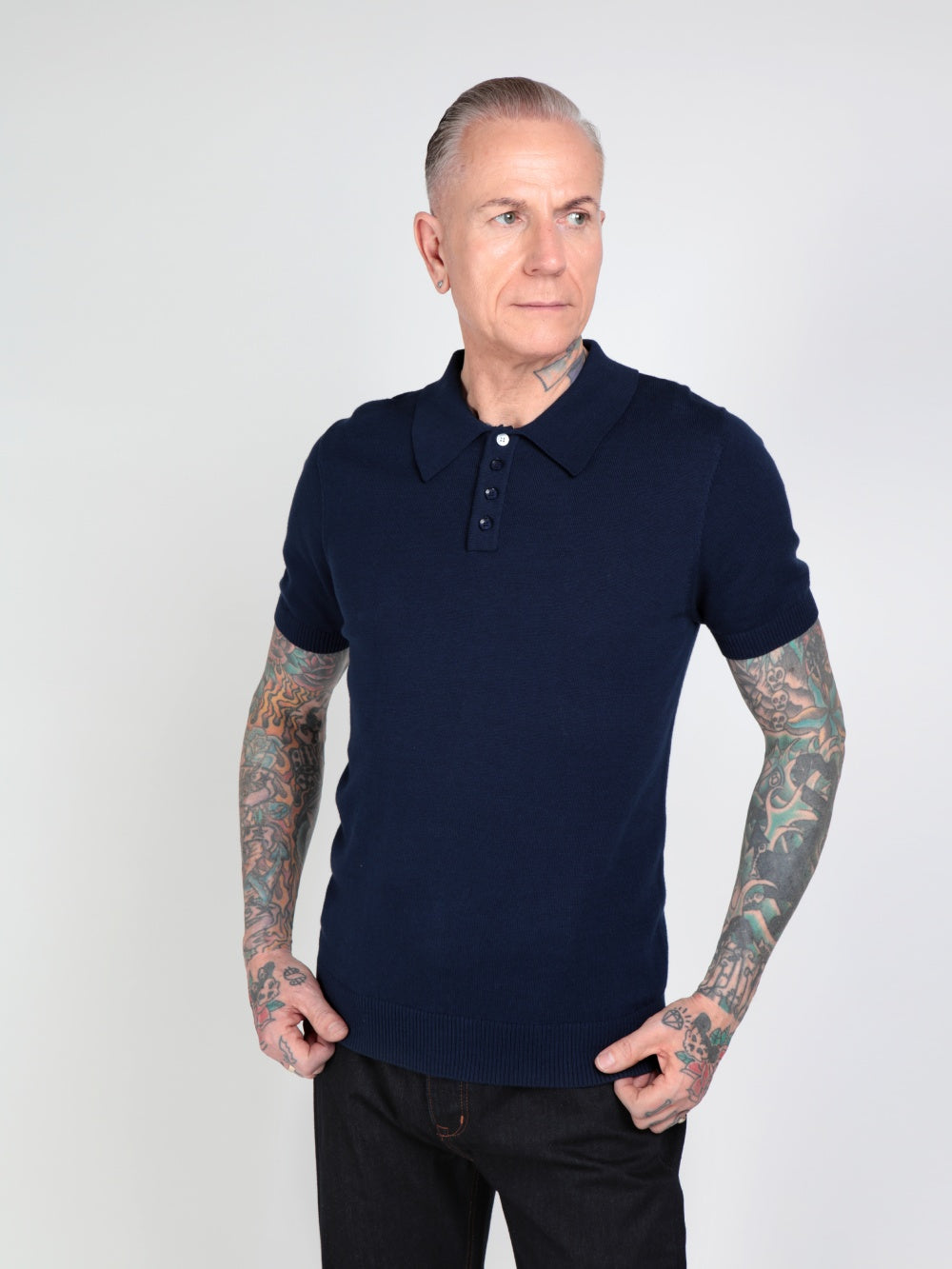 Pablo Plain Knitted Polo Blue