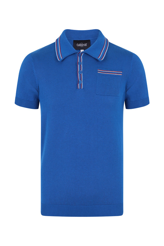 Pablo Plain Knitted Polo Blue