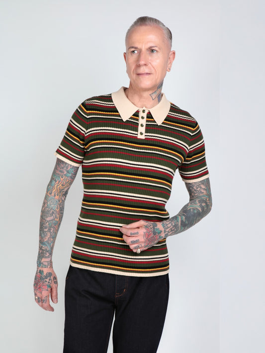 Pablo Striped Knitted Polo Multi