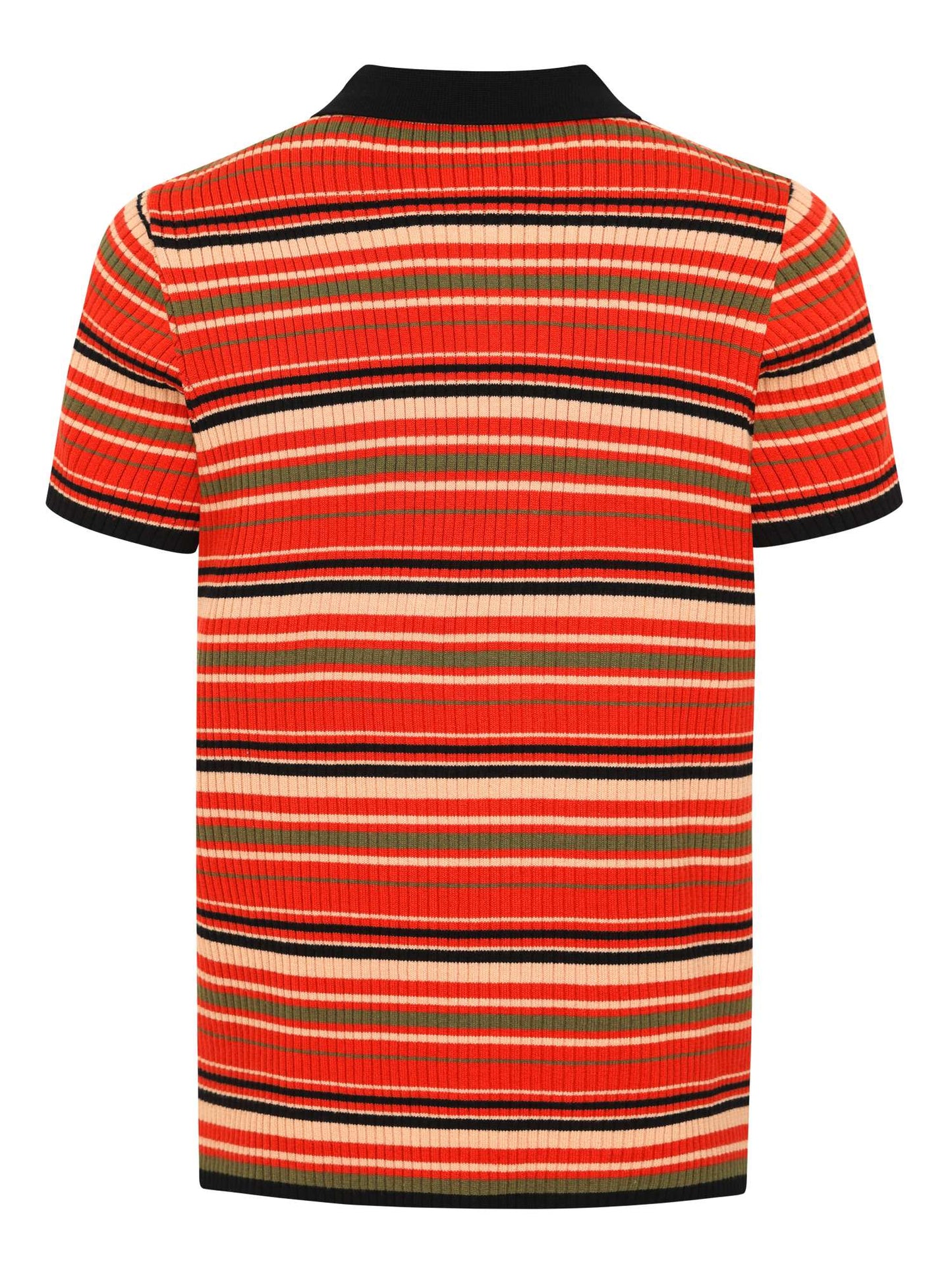 Pablo Striped Knitted Polo Black & Orange