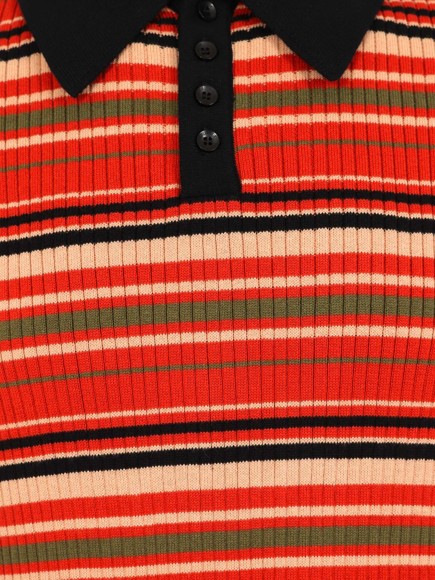 Pablo Striped Knitted Polo Black & Orange