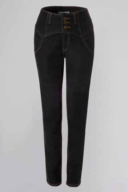 Rebel Kate Denim Jeans Plain Black