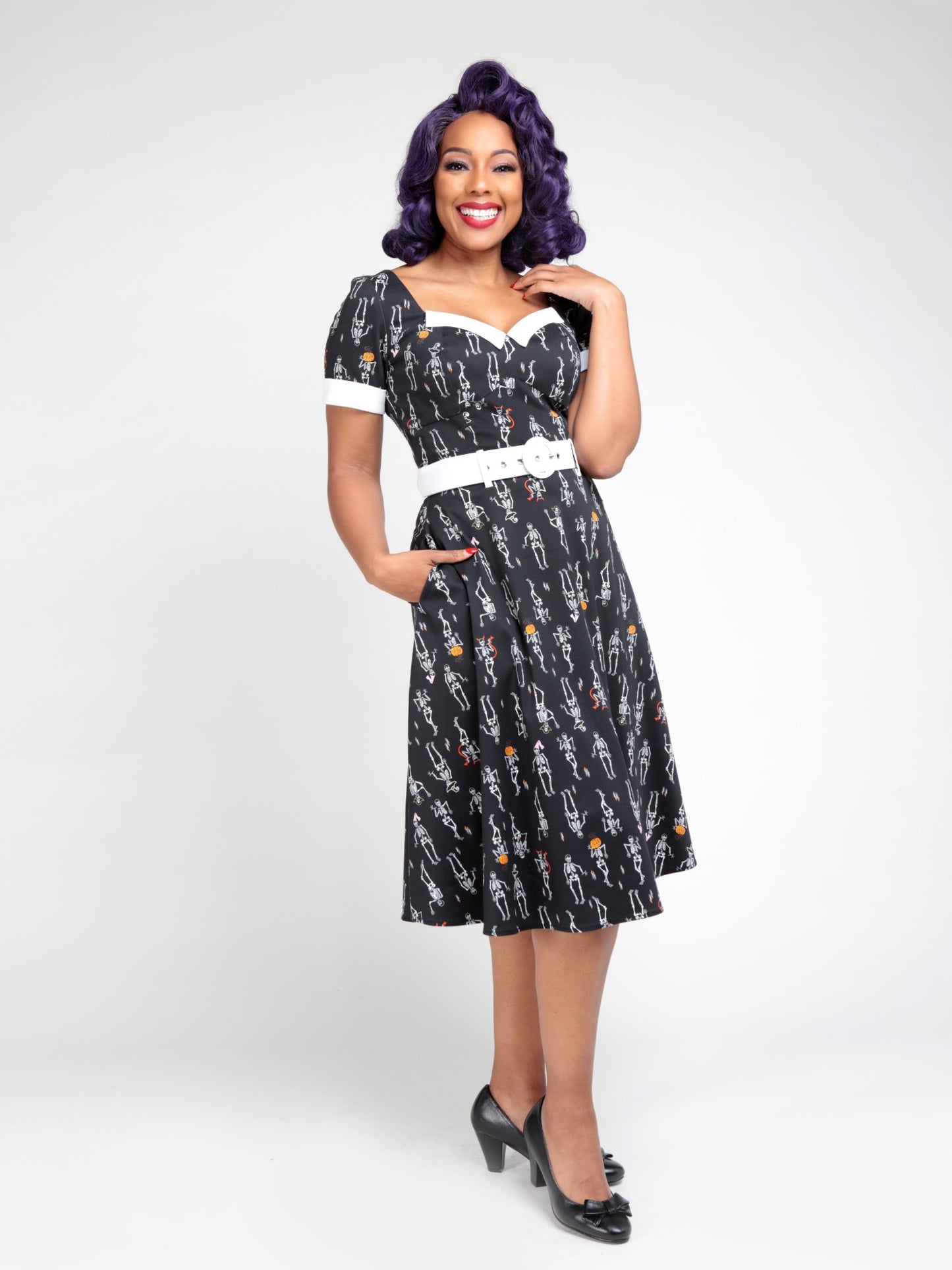 Roberta Skeleton Boo-gie Swing Dress