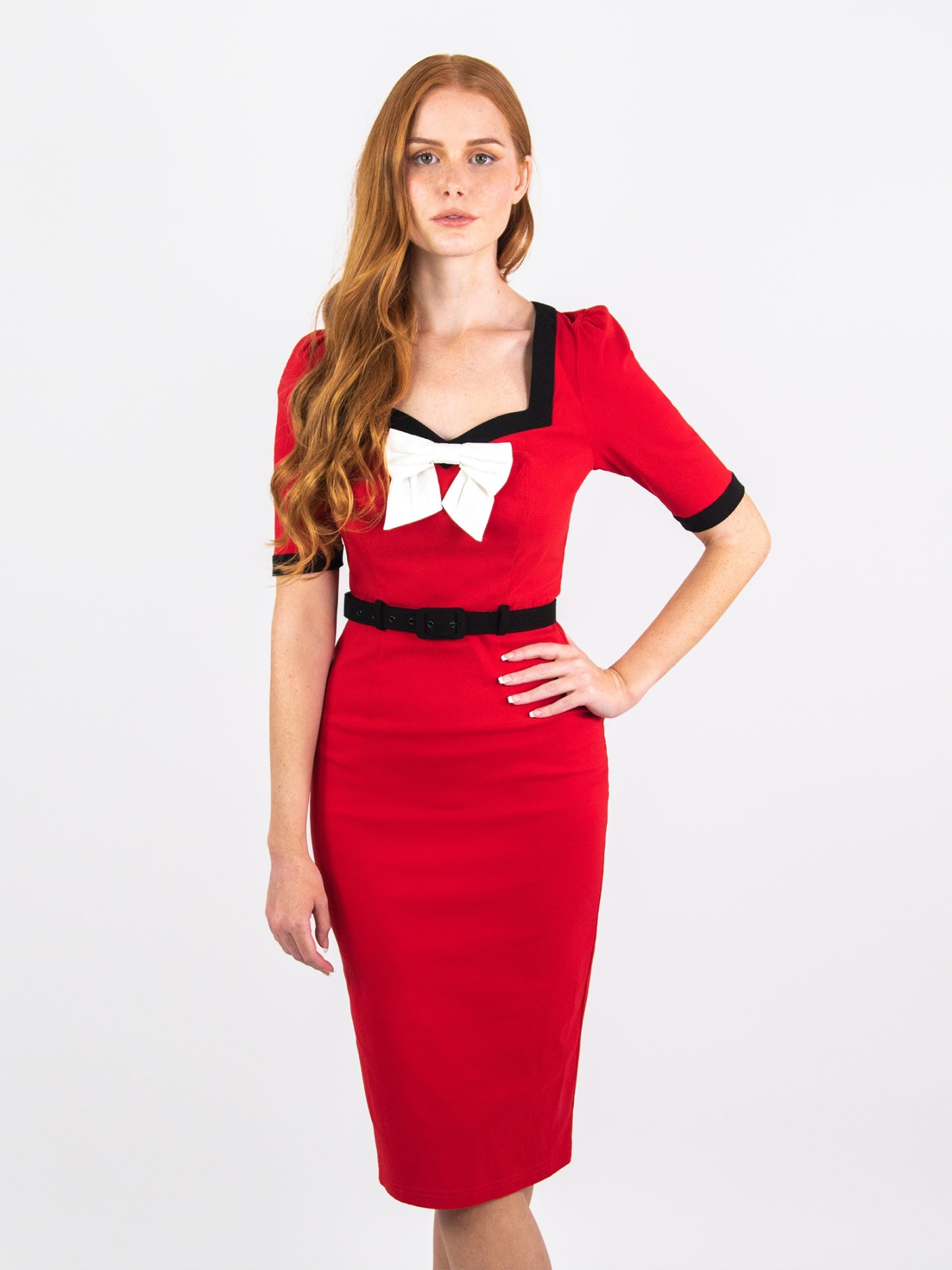 Sadie 50s Pencil Dress Red