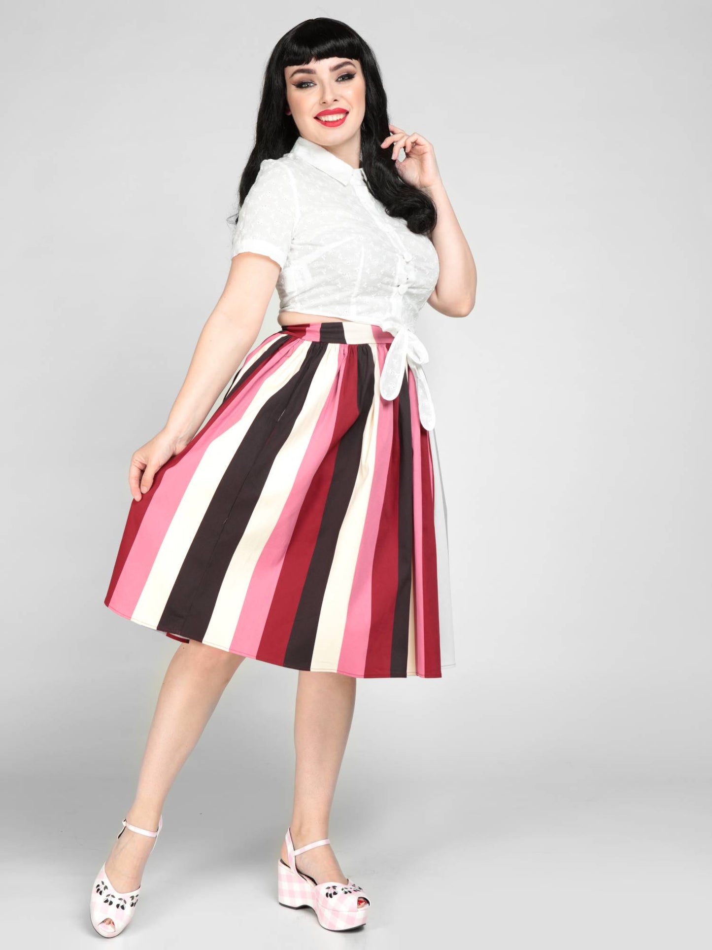 Jasmine Bubble Gum Stripe Swing Skirt