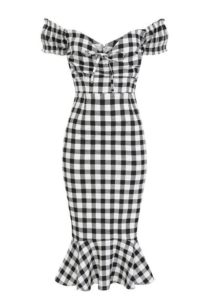 Sasha Vintage Gingham Fishtail Dress